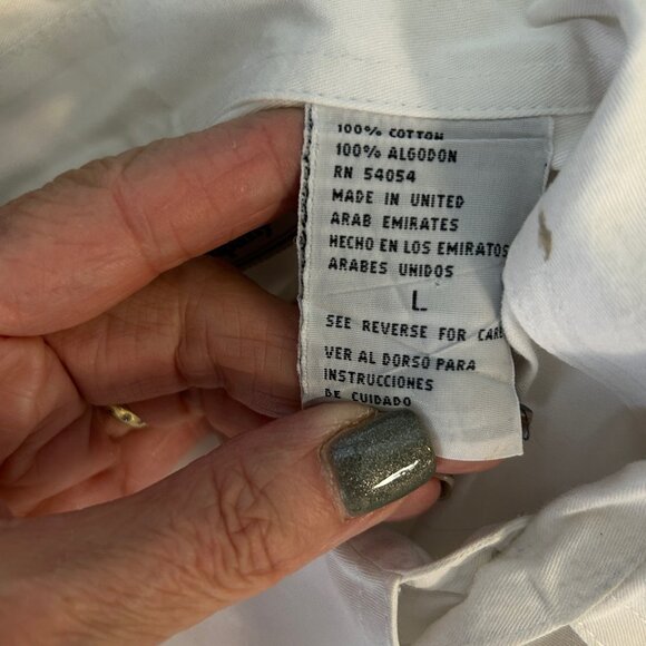 Bugle Boy Company Vintage White Cotton Crest Logo Short Sleeve Shirt Size Large - Picture 2 of 7